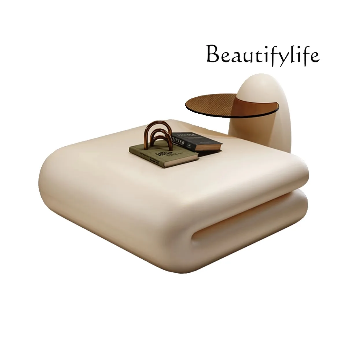 

Italian minimalist coffee table special-shaped black fiberglass creative coffee table