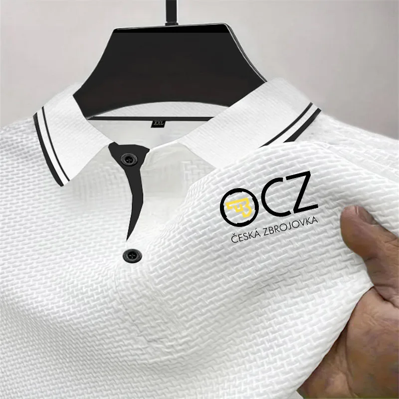 Nuevo Polo de manga corta para hombre CZ Ceska Zbrojovka armas de fuego Camiseta de algodón de seda de hielo transpirable camiseta con solapa de moda ropa masculina Tops