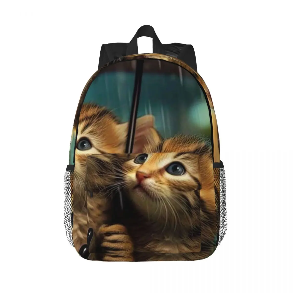 Two Cat Umbrella For Rain Protection Backpack Daypack Large Capacity Boys Girls BookBag Shoulder Bags for Unisex Kids School Bag