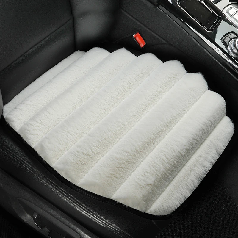 Plush Striped Universal Car Cushion Seat Cover Winter Warm Ultra-Soft Auto Chair Protector Pad Car Interior Accessories