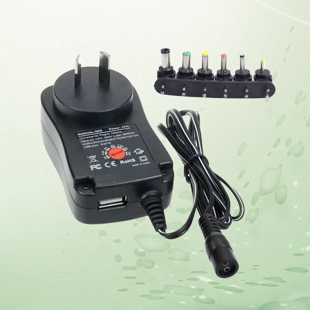 Adaptador de fonte de alimentação de tensão ajustável 30W 3-12V Adaptador de fonte de alimentação de comutação USB com adaptador de alimentação de plugue AU
