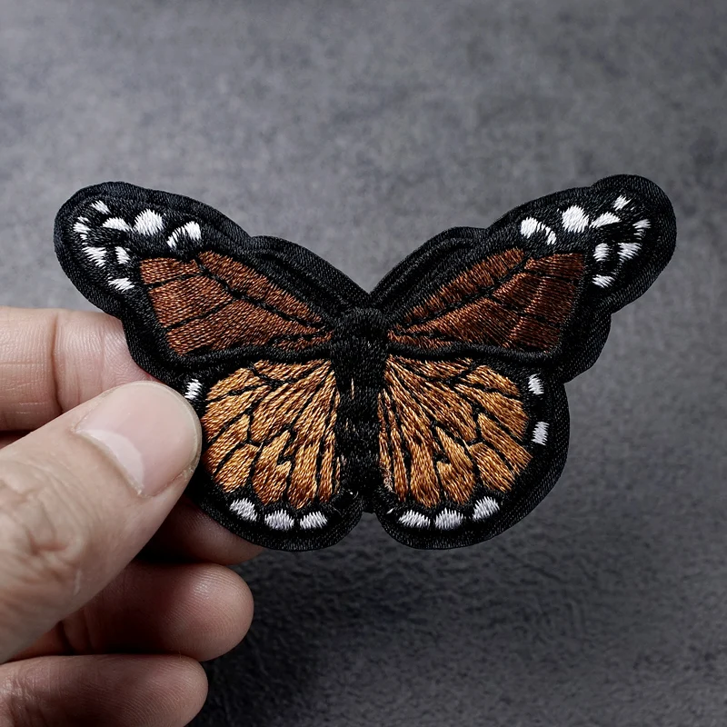 Butterfly Patches Embroidery Applique Ironing Sewing Supplies Decorative Badges For Clothing Brown