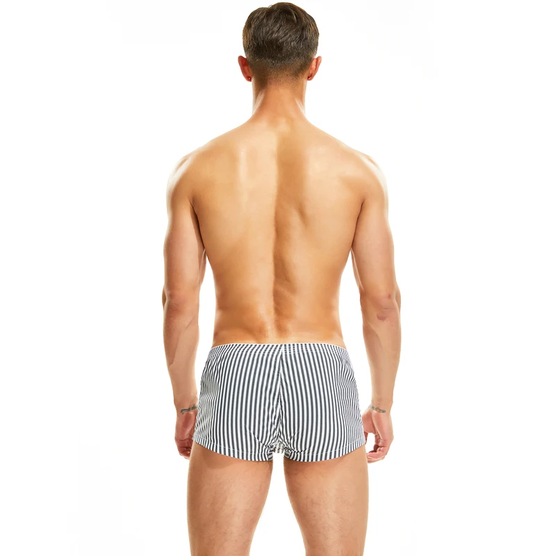 Herren-Boxershorts, Pfeilhose, geknöpfte Vorderseite, gestreiftes Muster, modische Schlafhose, atmungsaktive, lässige Sportunterwäsche für zu Hause
