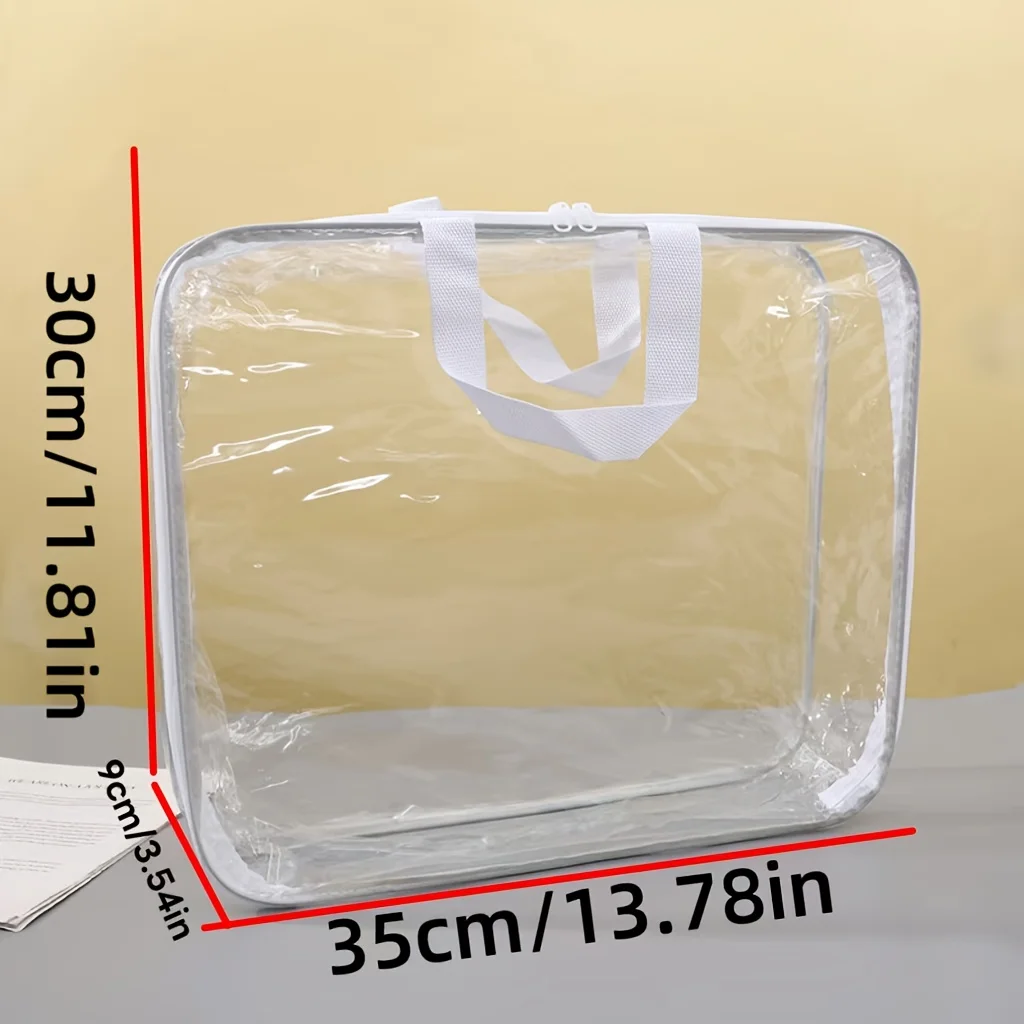 2 Stück extra große PVC-Aufbewahrungstasche mit Reißverschluss und robustem Reißverschlussgriff – strapazierfähige Kunststoff-Umzugsbox, transparente Aufbewahrung – Detail 5