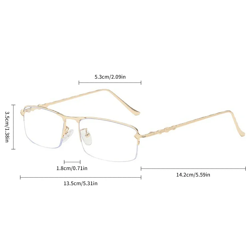 نظارات قصر النظر الضوئية/المضادة للضوء الأزرق نظارات رجال الأعمال متعددة الاستخدامات نصف إطار نظارات قصر النظر 0 إلى -6.0 #2