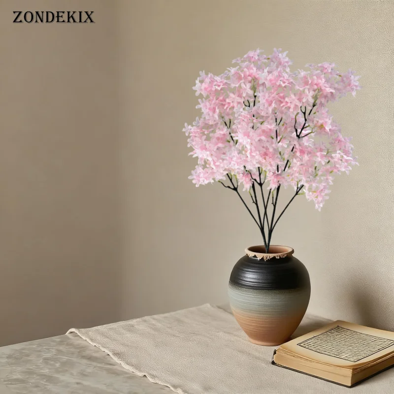 Großer künstlicher Kirschblütenbaum, lebendiges rotes Sakura-Set aus Kunststoff, Hochzeiten, Gärten, ideal für Weihnachten, perfekt für Thanksgiving – Detail 8