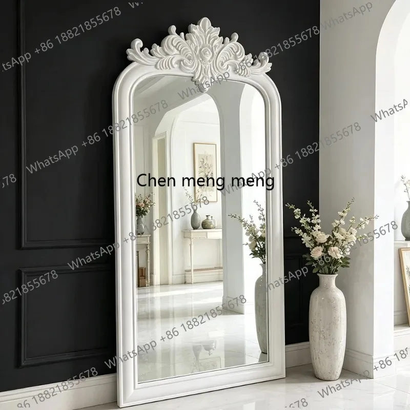 CC182 French retro carved full-body mirror medium ancient style wall fitting American floor mirror