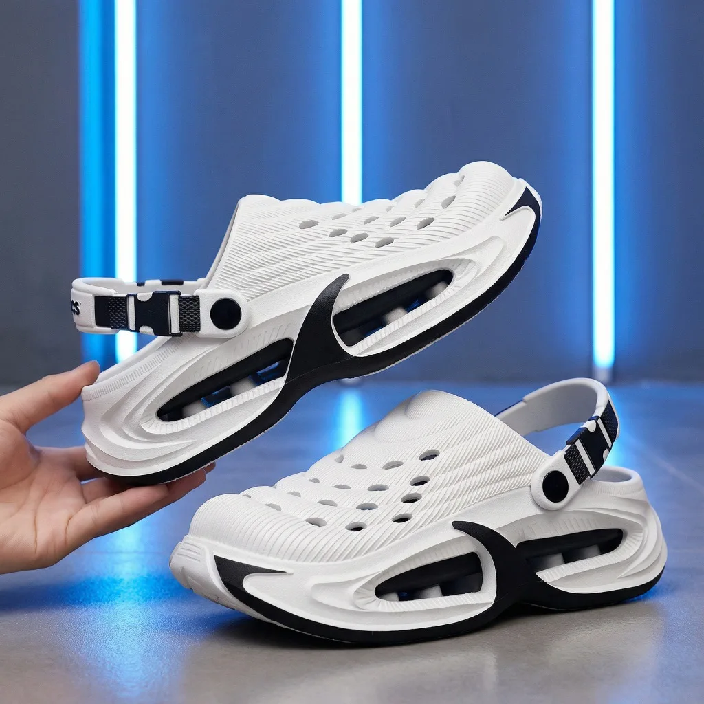 Men Clogs Summer Outerwear EVA Lightweight Soft Soled Water Beach Slippers Anti Slip Wear-resistant Driving Dual-use Sandals