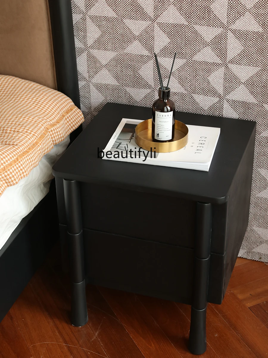 Bedside Table Retro Light American Simple Drawer Side Cabinet Cherrywood Storage Cabinet Locker