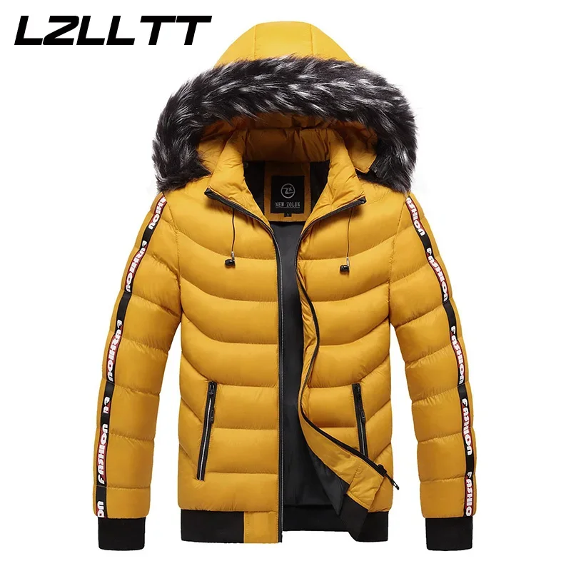 Winter Men Warm Hooded Parkas Jackets Mens Windbreaker Outwear Parkas Coats Men Autumn Detachable Hat Outfits Parkas Coats Male