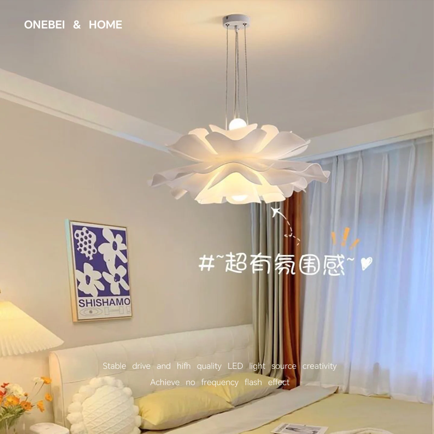 Nordic Minimalist Flower Pendant Light With Bright Colors  Acrylic Decorative Lights Bedroom Living Room Dining Room Indoor Ligh