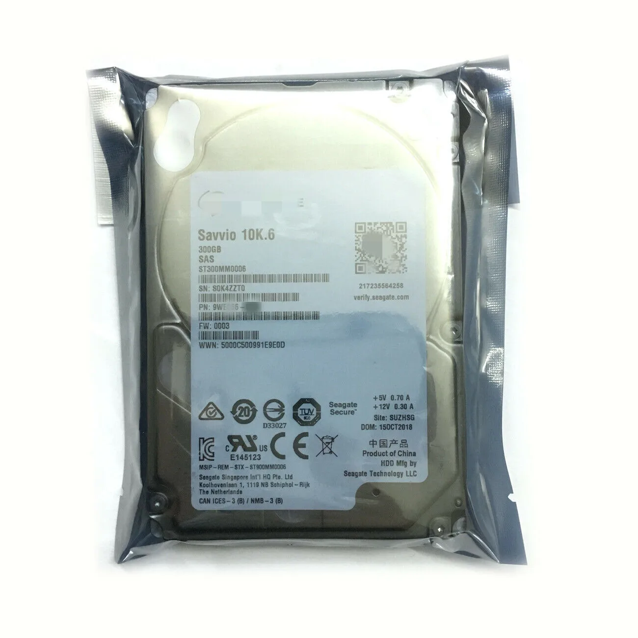 

FOR SEAGATE 300GB Savvio 10K.6 ST300MM0006 2.5" 6Gbps SAS 9WE066 Hard Drive