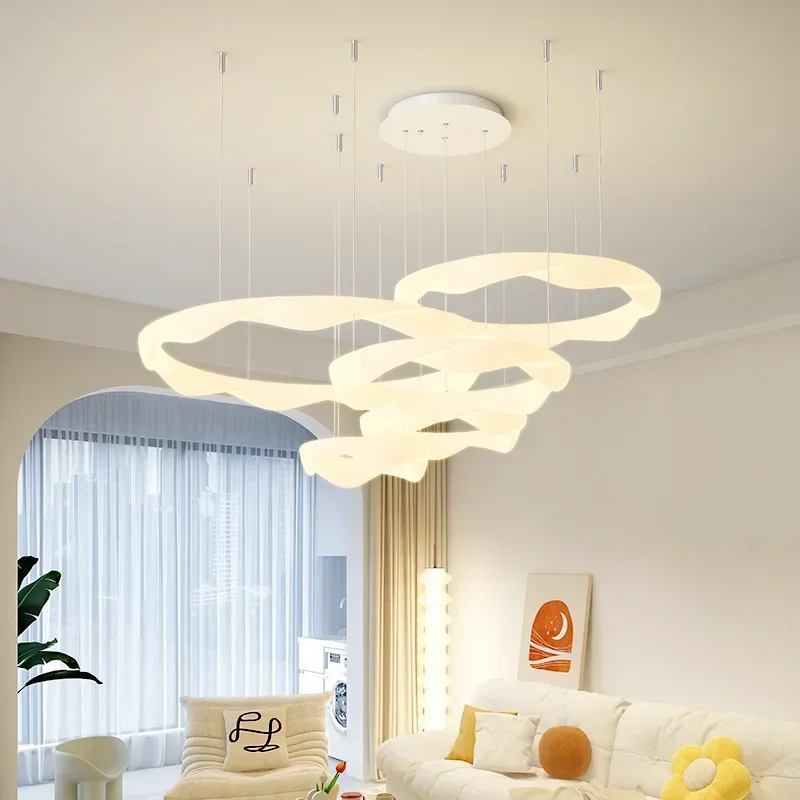 Living room pendant lamp 2024new modern simple atmosphere main lamp creative circular Nordic led headlight hall lamp