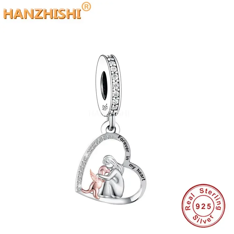 

Authentic 925 Sterling Silver Girl Holds Her Pet Dangle Charm Beads Fit Original Charm Bracelet Necklace DIY Jewelry Making