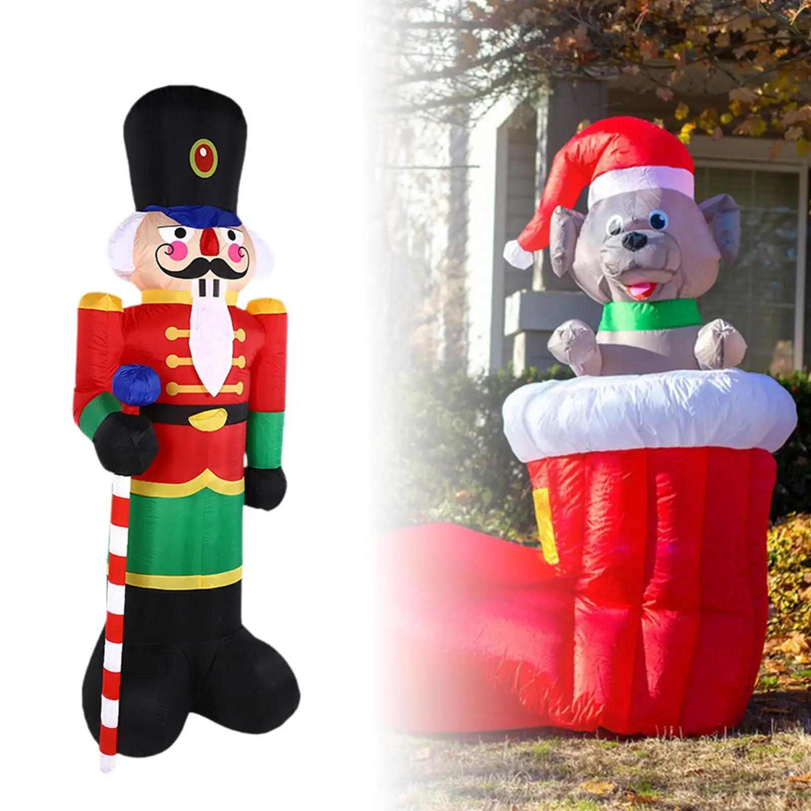 

Christmas Inflatable Nutcracker Soldier with Built in Fan and Ropes Yard Ornament for Holiday Porch Patio Garden Kids Women Men