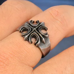 Hot Retro Titanium Steel Ring Hip Hop Cross Ring for Hip Men and Women