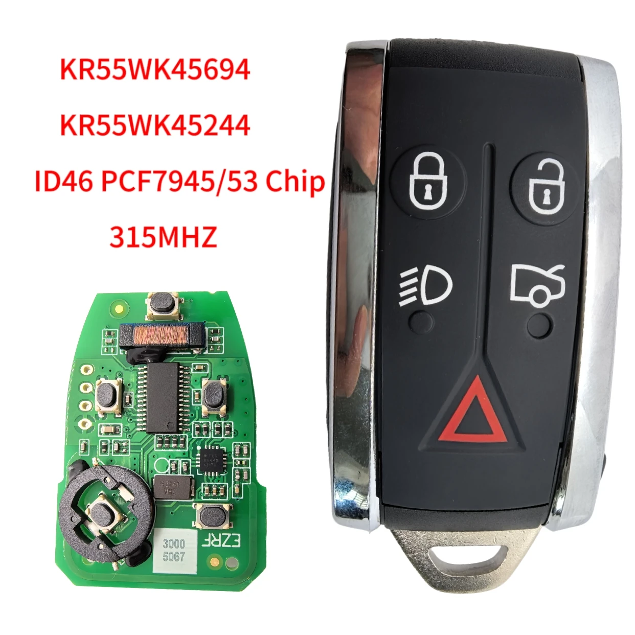 Jingxin Fernbedienung Autoschlüssel 5 Tasten für Jaguar XF XFR XK XKR XJ8 XK8 2007+ 315/433MHZ FSK ID46 KR55WK49244 C2P17156 Schlüsselloser Zugang – Detail 11