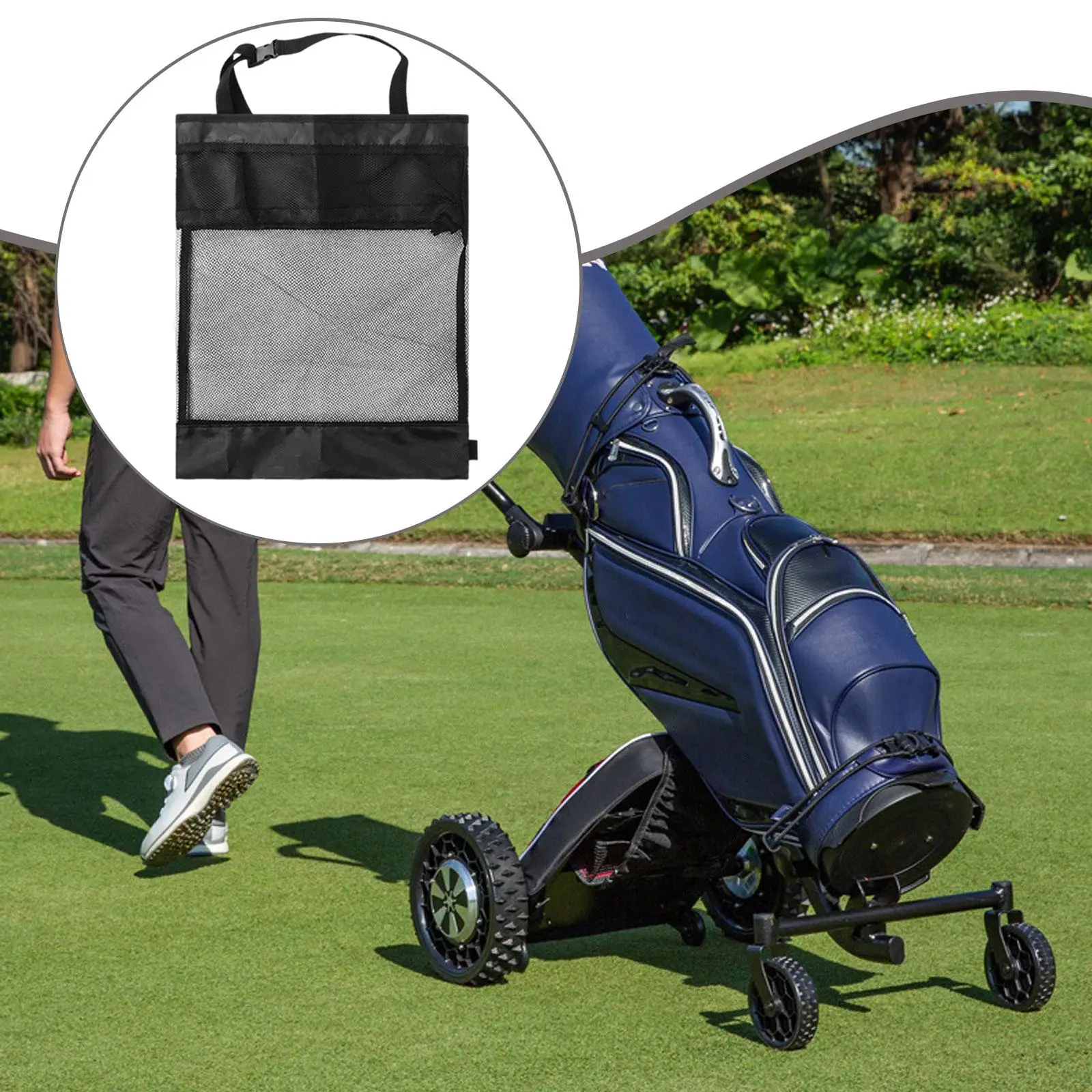 

Golf Push Cart Bag Shoes Hat Picnic Golf Balls Mesh Organizer Reusable Equipment