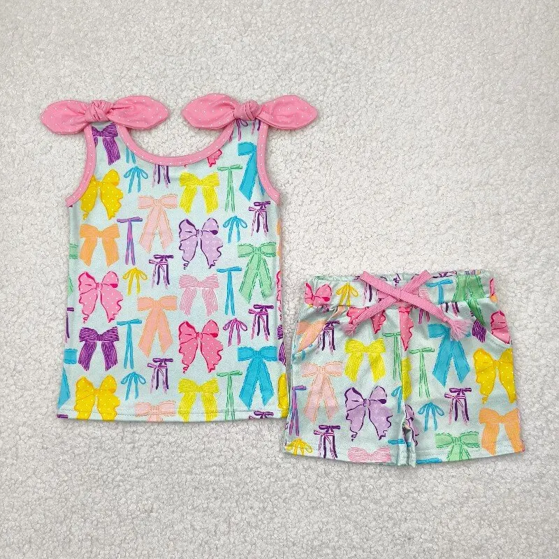 X11.25 GSSO1648  Wholesale Strawberry Flower  Leaf Red Plaid Short-sleeved Shorts Set New Summer Girls'