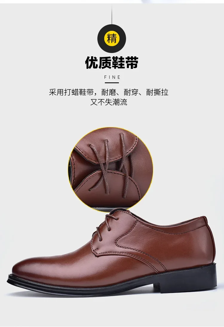 Herren Formelle Lederschuhe Klassischer Stil Herbst Loafer Runde Zehenkappe Atmungsaktiv Rutschfest Business Anzug Hochzeit Büro Freizeitschuhe – Detail 3