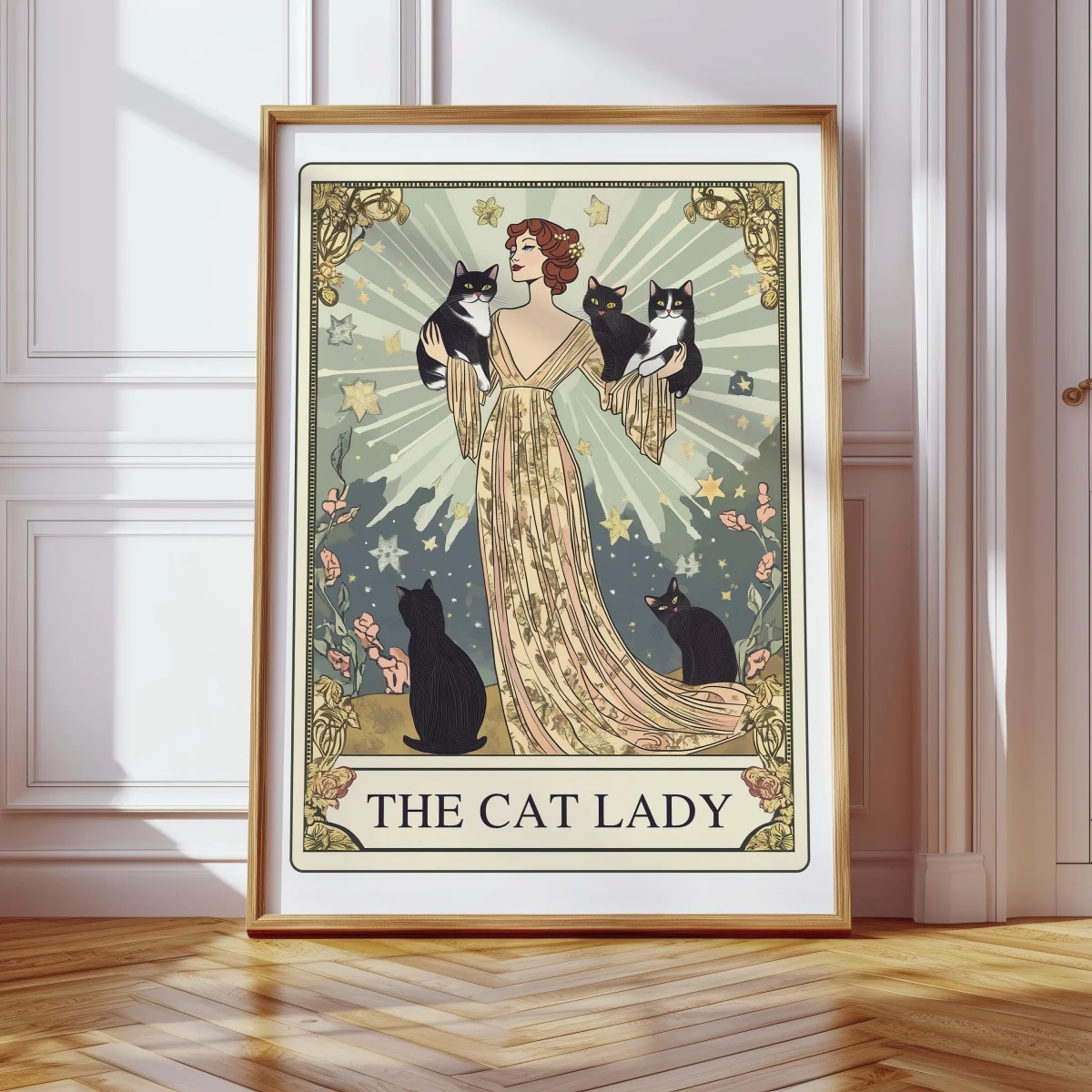 The Cat Lady Tarot Canvas Print Poster Vintage Unique Cat Aesthetics Art Prints Living Room Bedroom Wall Art Home Decor Poster