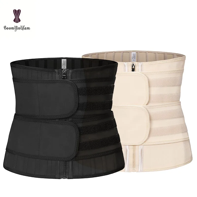 

Black And Nude Women‘S Slimming Corsets Girdle 25 Robs Latex Zip And Hook Double Belt 2 Strap Waist Trainer Corset