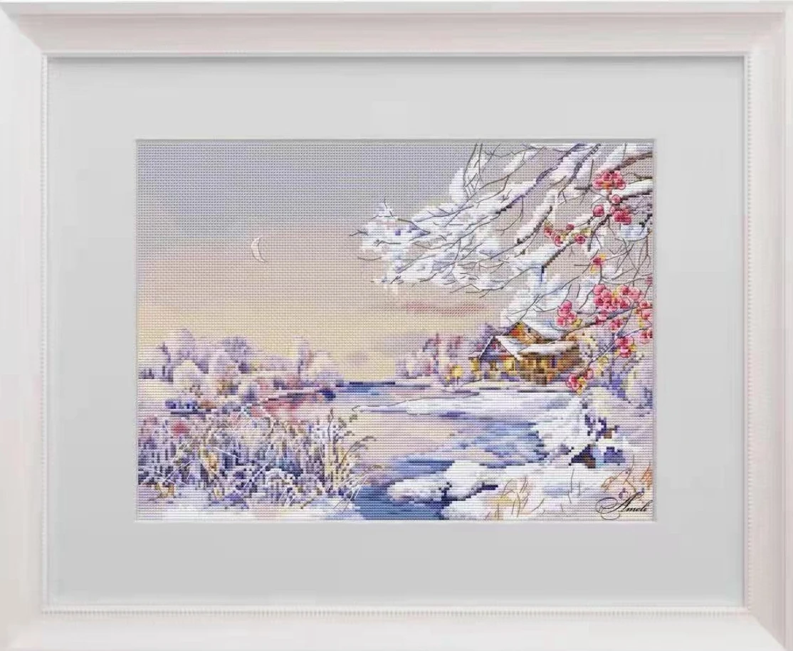 

Cross Stitch Kits Cartoon Dream Home Decor Painting Embroidery Set Cotton threads Canvas SCENERY-WINTER MORNING 44-35