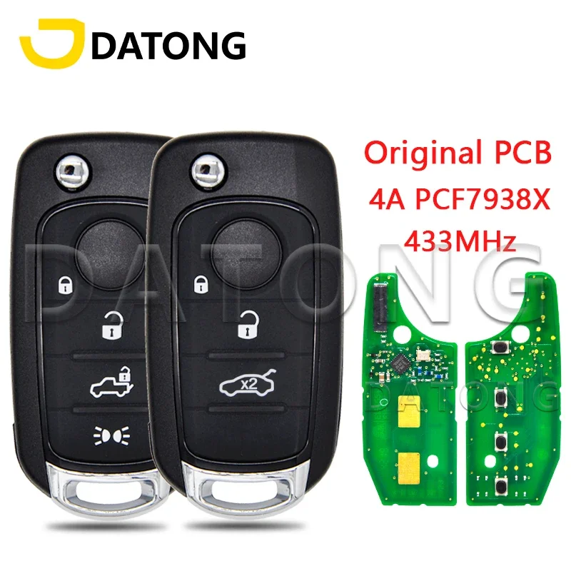 

Datong World Car Remote Key For Fiat 500X Egea Tipo 2016-2018 433.92FSK 4A Hitag-AES Chip Use Orginal Factory PCB Flip Smart