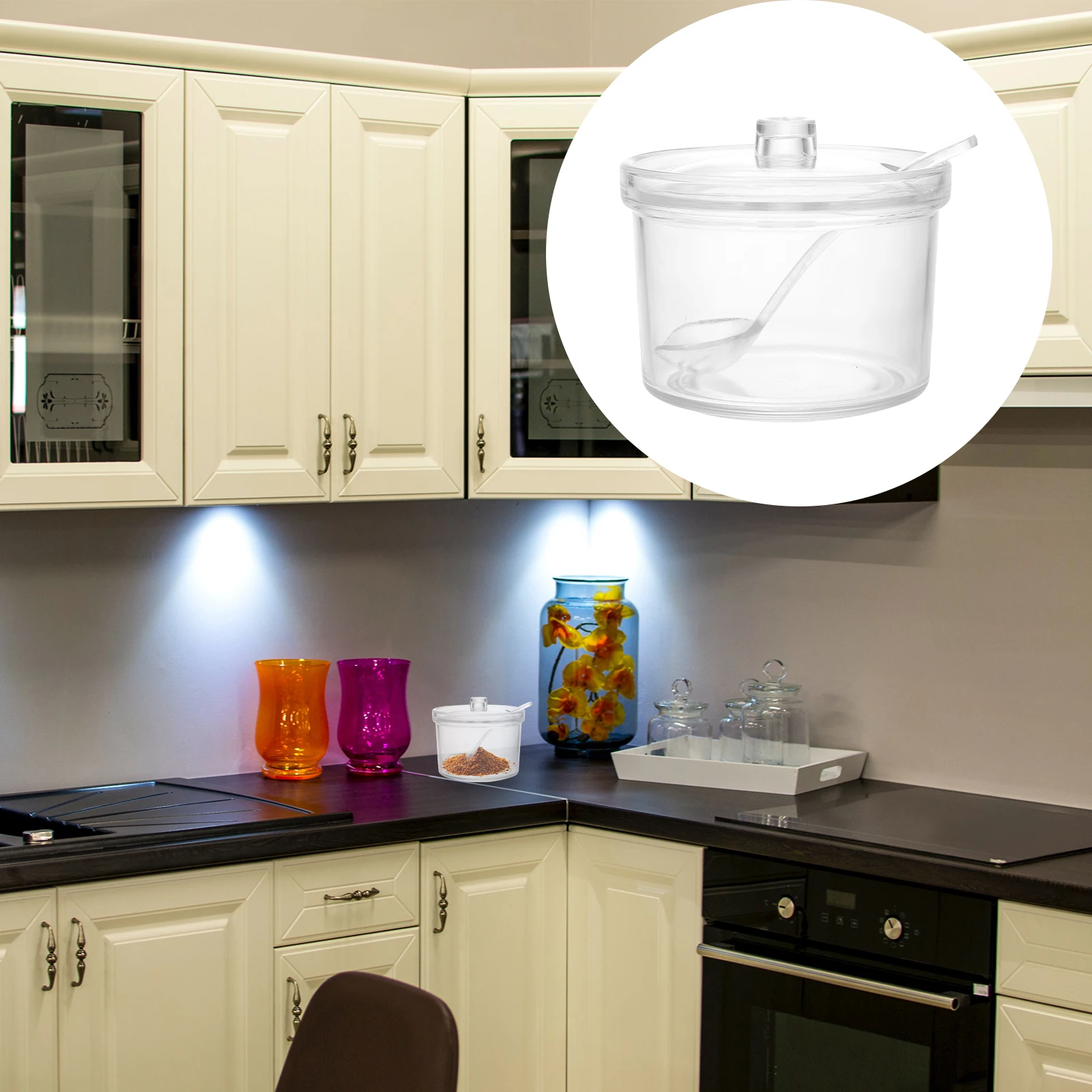 

2pcs Clear Condiment Bottles Storage Jars with Lids Seasoning Sauce Spice Containers Coffee Tea Sugar Jar for Dry