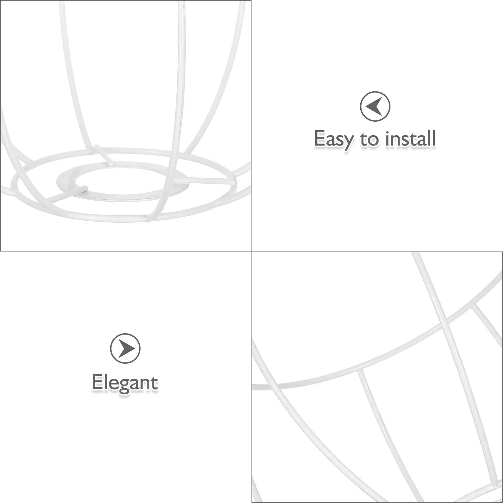 Metal Wire Lampshade Frame Round DIY Lamp Cage for Table Bedside Pendant Chandelier Lamp Shade Bulb Guard Iron Lampshade Cage