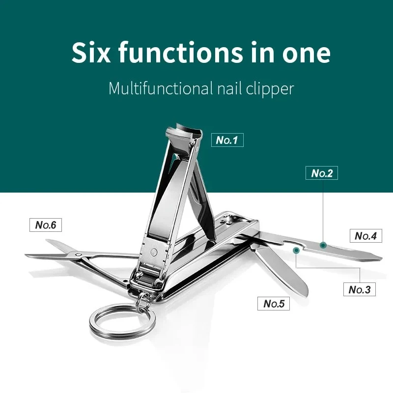 Multifunctional Nail Clippers Six Functions Nail Files Bottle Opener Small Scissor Nail Cutter Stainless Steel image 2