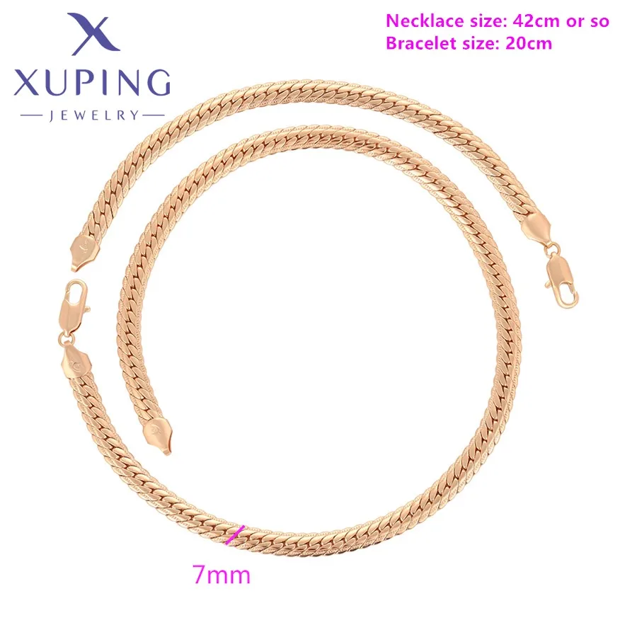Xuping Jewelry Copper Alloy New Arrival Luxury Gold Color Bracelet Necklace Set for Women Party Birthday Gift X000782409
