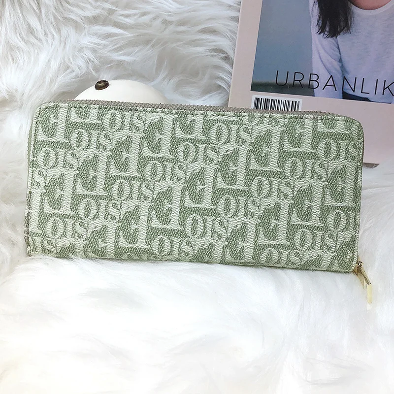 Original Design Genuine Leather Long Wallets Fashion Letter Print Women Clutch Bags High Capacity Cowhide Purse For Mobile Phone