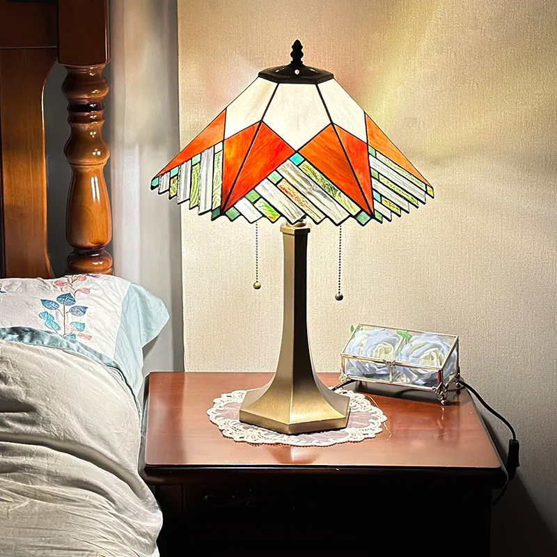 

16 inch, European style, umbrella shape, simple, colored glass, handmade, living room, bedside, atmosphere, decoration