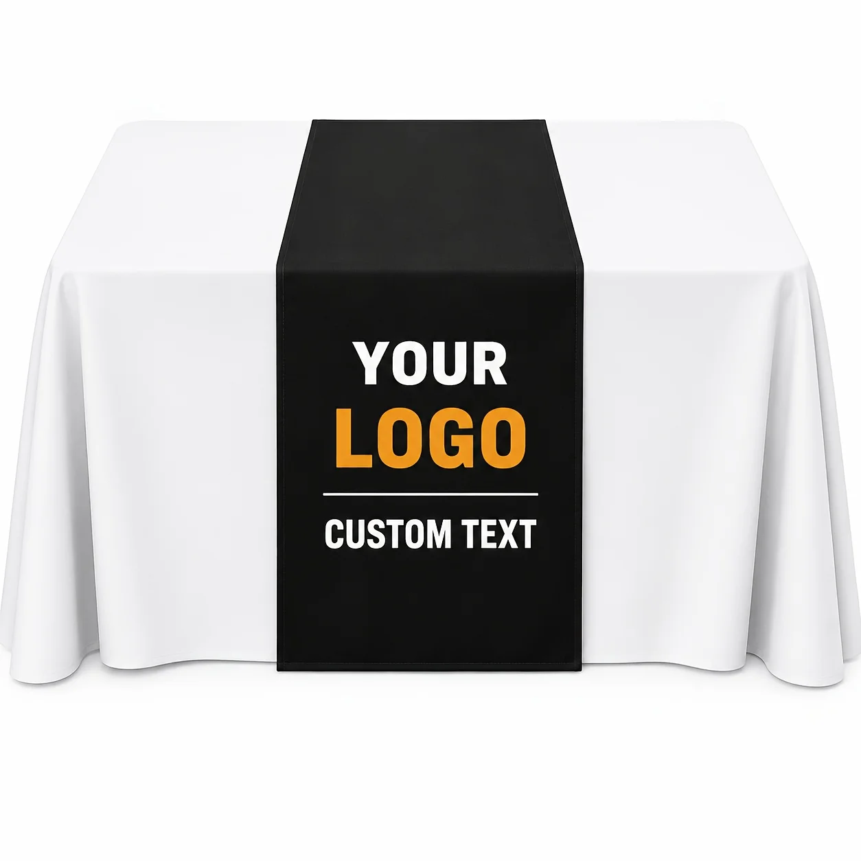 Custom 1pc Polyester Table Covers, Custom Vendor Booth Table Runner for Business Logo Display, Machine Washable Tablecloths