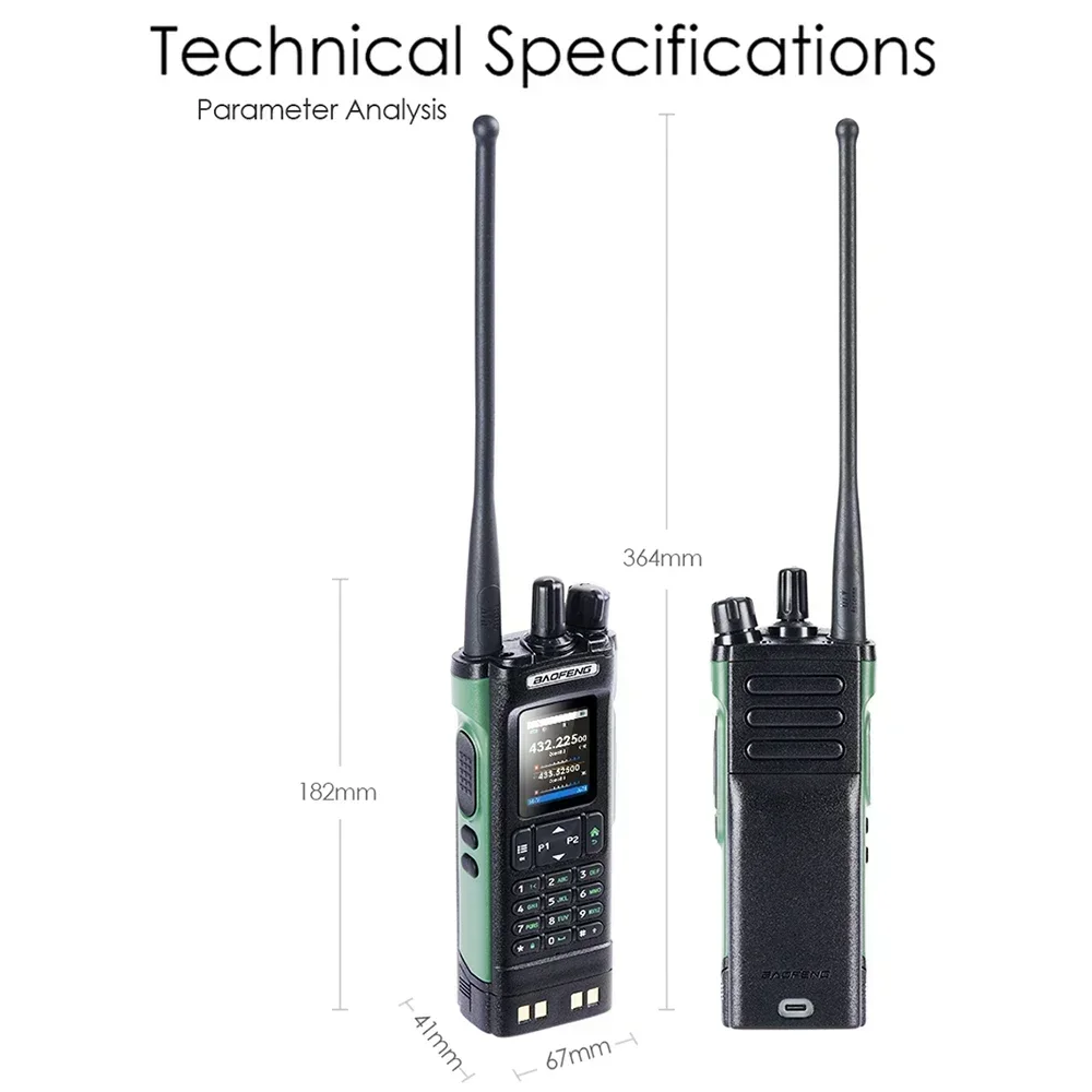 Baofeng UV32 10W Walkies Talkie GPS Positioning Function Large Screen Wireless Copy Frequency Six-Band Type-C Ham 2 Way Radio