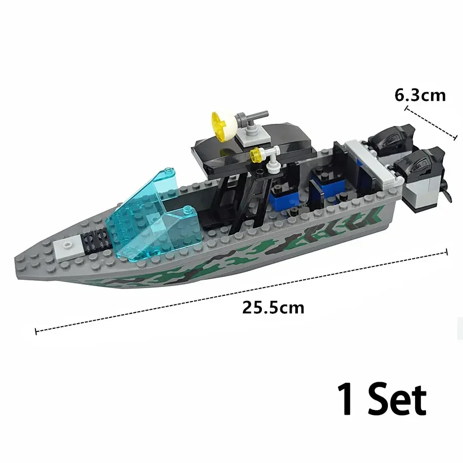 MOC Building Blocks Military Camouflage Rubber Boat Canoeing Lifeboat Kayaking Infantry Inflatable Boat hull Educational Toys