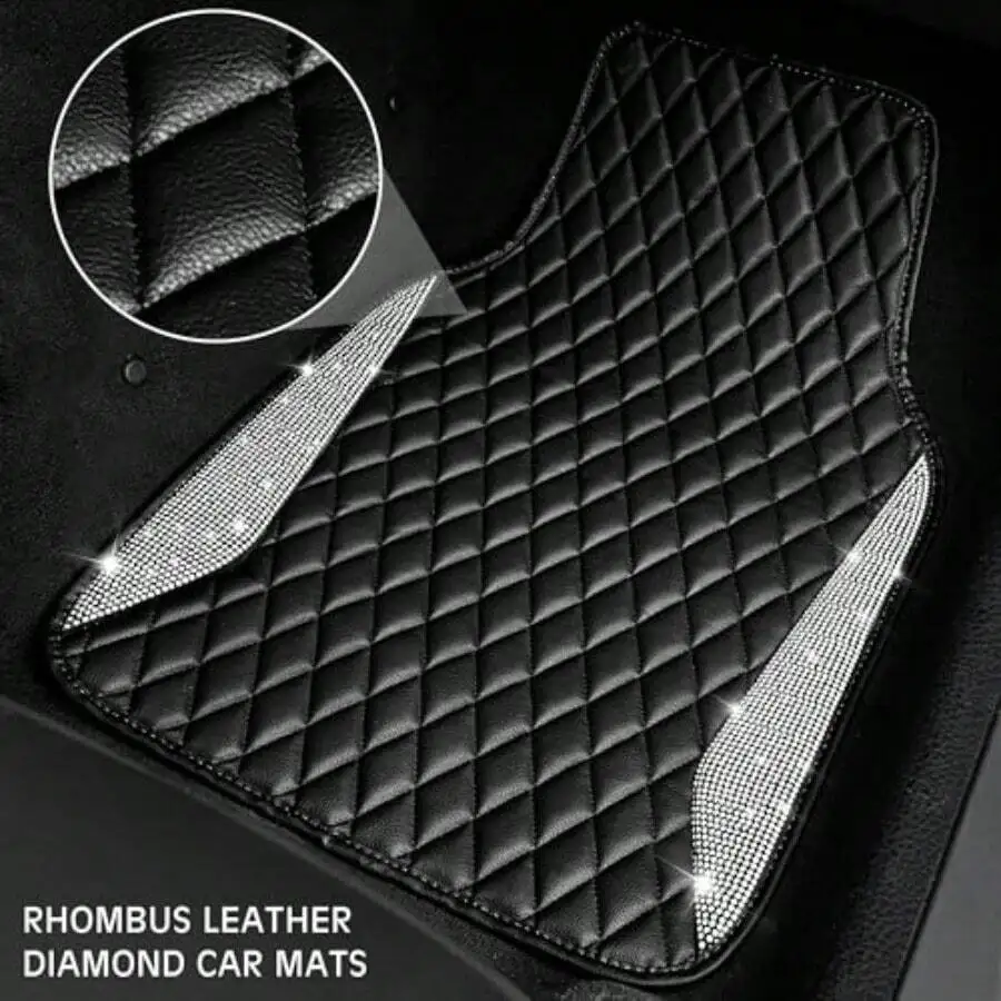 Leather Car Mats Shining Diamo - Car Floor Mats Universal Waterproof Leather review and price