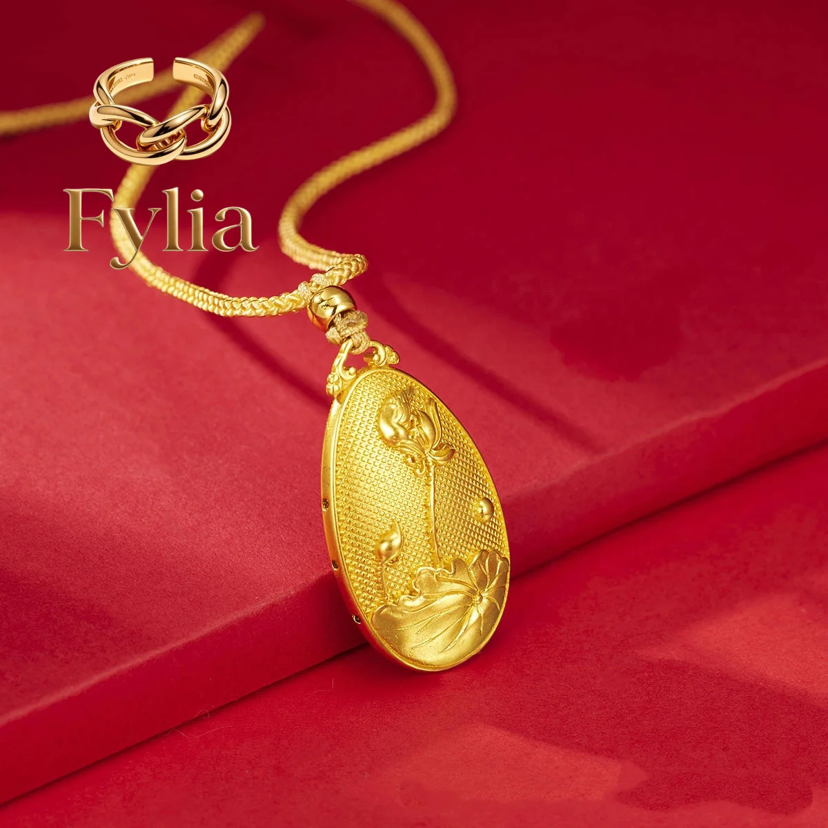

Fylia Jewelry Fylia Jewelry Gold shop 24K real gold water droplet pendant lotus seed pendant au9999 pure gold necklace for wo