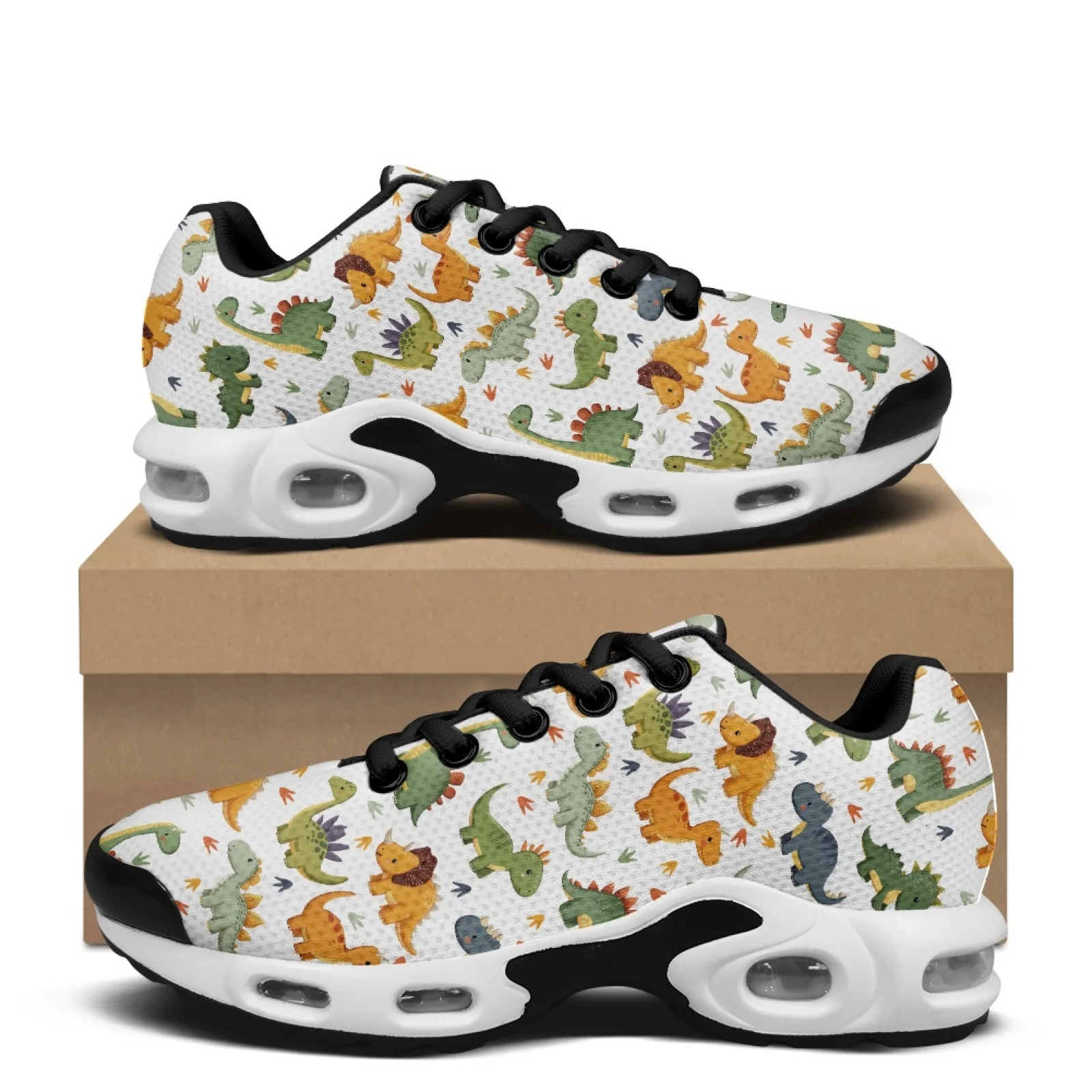 PENSTROLL Breathable Tennis Sneakers Lightweight Walking Shoes for Gym Men Dinosaur Print