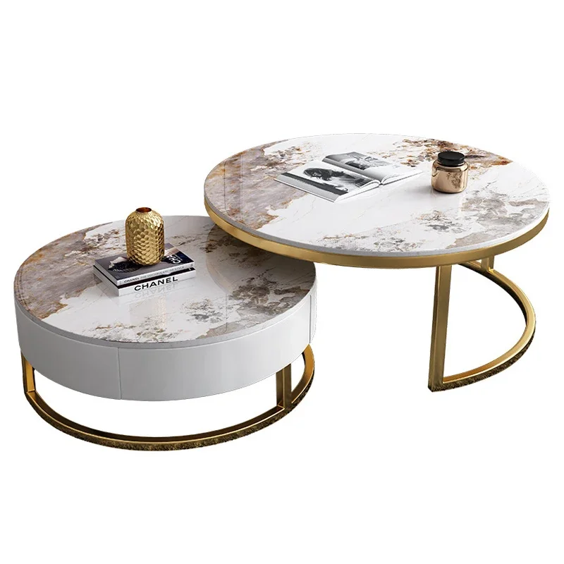 Luxury White Coffee Tables Modern Marble Effect Minimalist Nordic Side Table Legs Metal Aesthetic Mesa De Centro Home Furniture