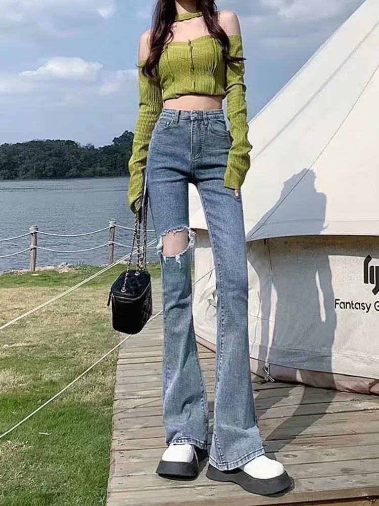 Feynzz Women Pant Woman Jeans High Waist Denim Pants Wide Leg Denim Clothing Blue Jeans Vintage Quality Fashion Straight Pants