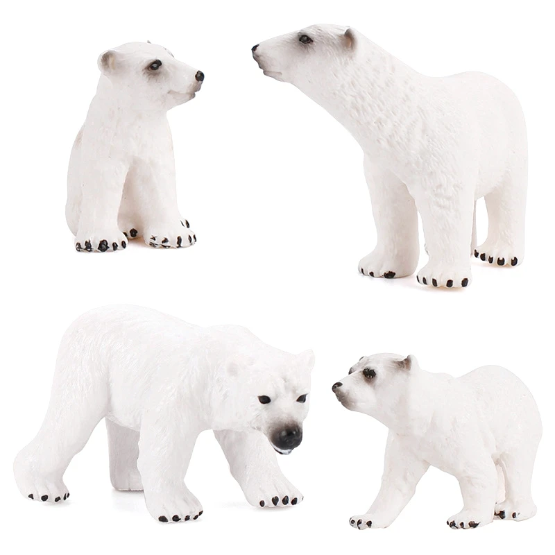 6 Polar Bear Figurines Toy Set White Polar Bea Polar Animal Toy Kids Educational Cognition Desk Decor Toy