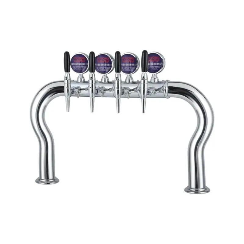 4-Tap Stainless Steel 304 Kegerator Column Beer Cooler with Font Drink Dispenser Metal Straw Bar Accessory for Beverage Use