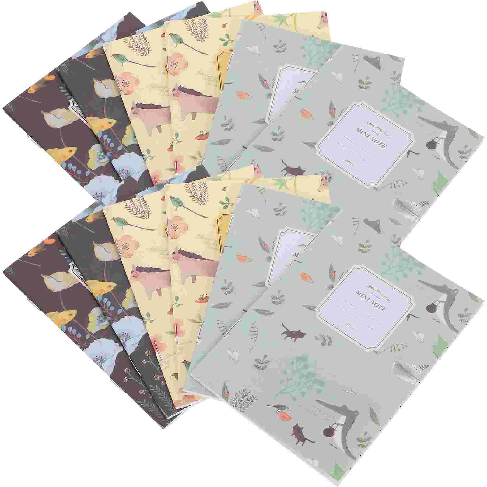 24 Pcs Flowers and Birds Color Pocket Book 24pcs Writing Diary Graffiti Stationery Gift Mini Pattern Notebook for Carry Travel