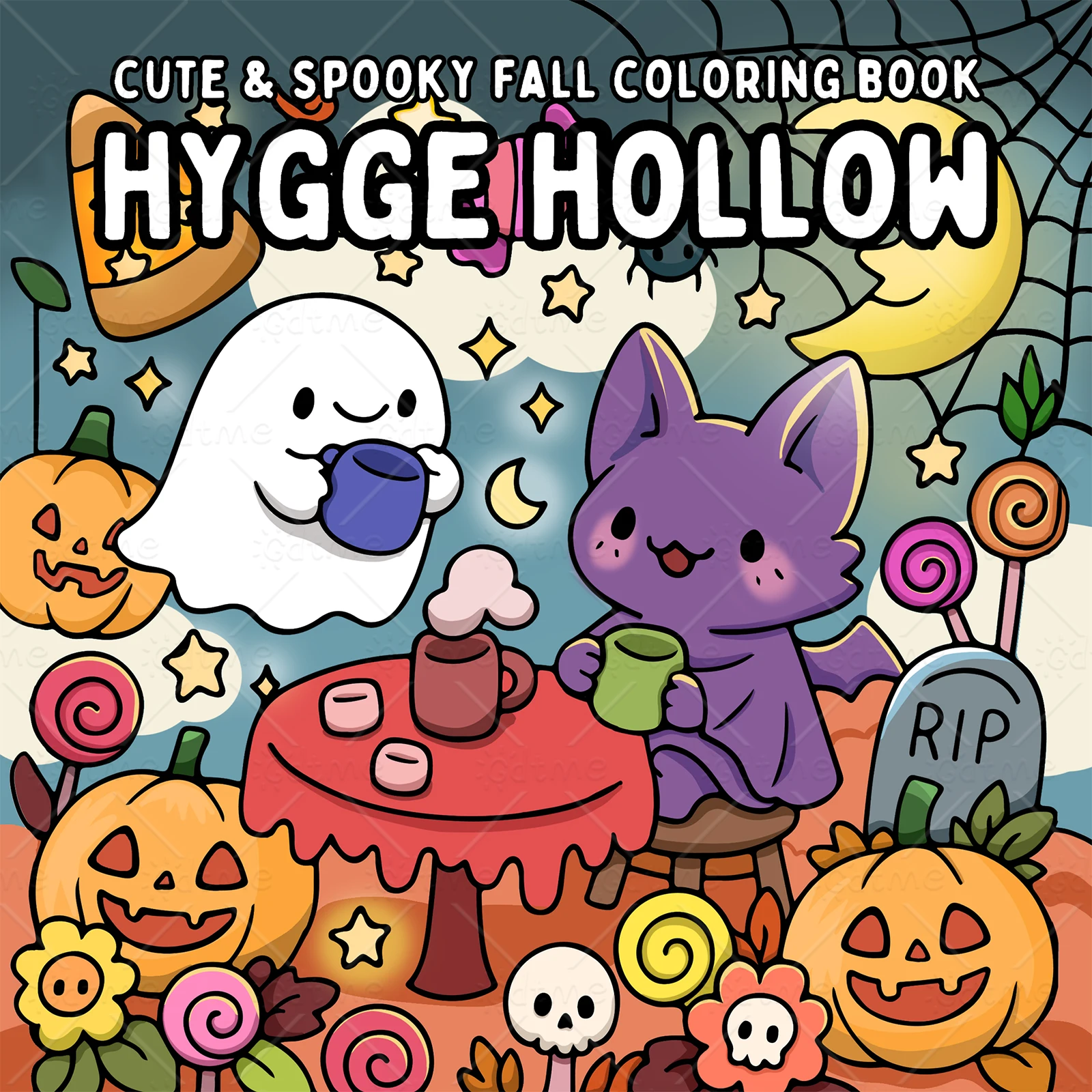 CUTE & SPOOKY FALL Coloring Book for Adult 24 Pages Educational Stress Relief Relaxation DIY Hand Painting Drawing Book for Teen
