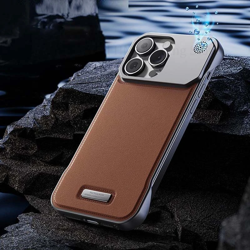 

Aromatherapy Leather Frameless Magnetic Case For iPhone 16 Pro Max Aluminum Alloy Borderless Cover For Apple 15 12 13 14 Pro Max