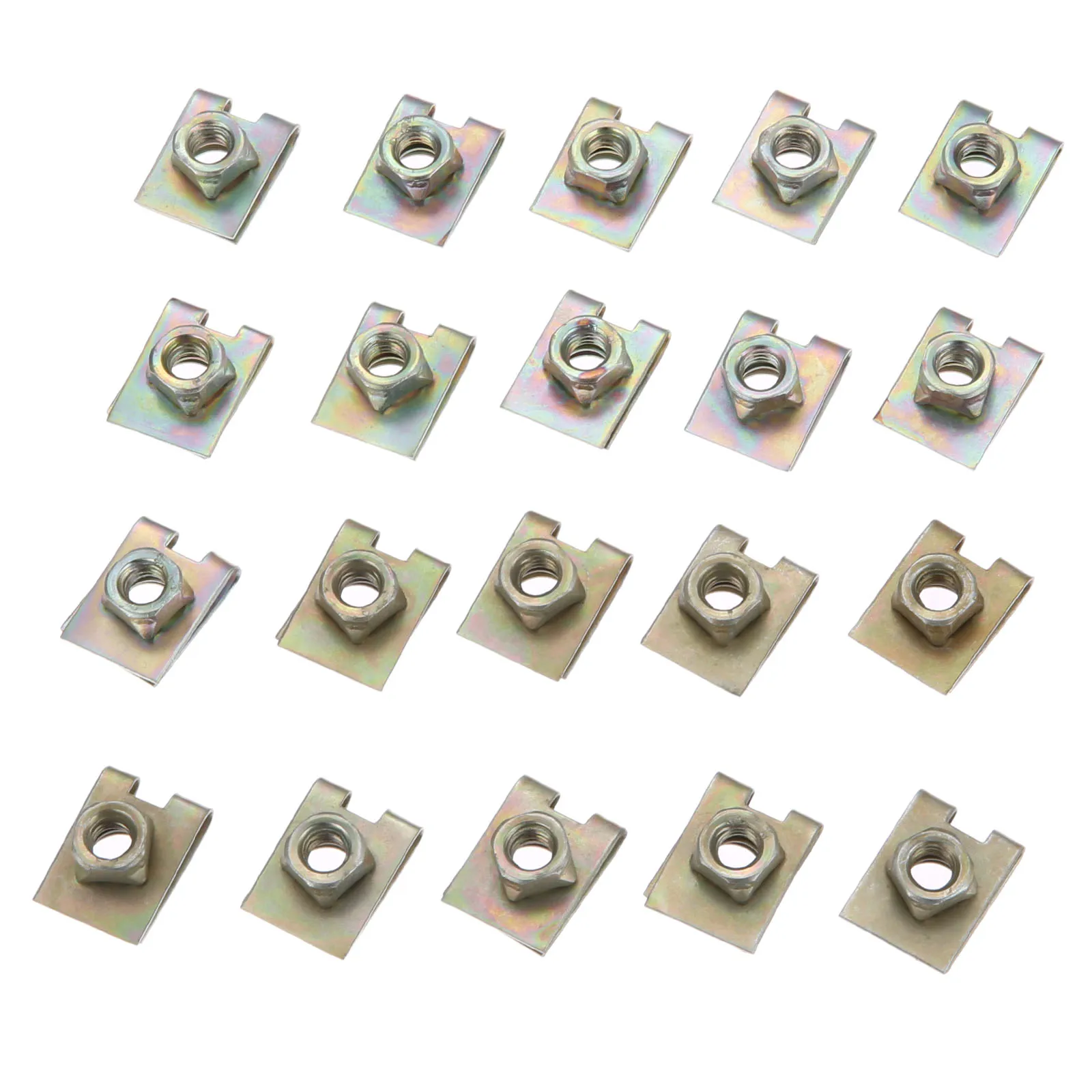 20pcs Nut Speed U-TYPE Clip Fastener Metal Clamp Motor Tread Panel Spire Nut Fairing Clip Fastener Car Replacement Parts