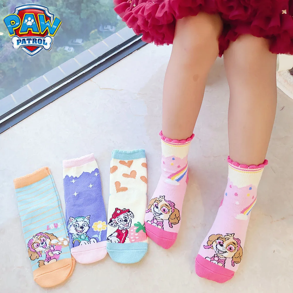 10pcs=5pairs Genuine Paw Patrol 2024 Spring Autumn socks Kids Cute Boy Girl cotton sock Children Birthday gift High Quality