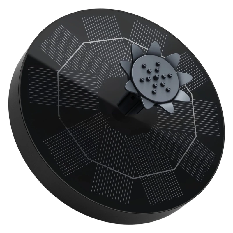 Solar Bird Bath Water Display Insert, Round Floating Disk with Flower Top Nozzle, 5.91 in Plastic Body for Bird Baths and 37JD